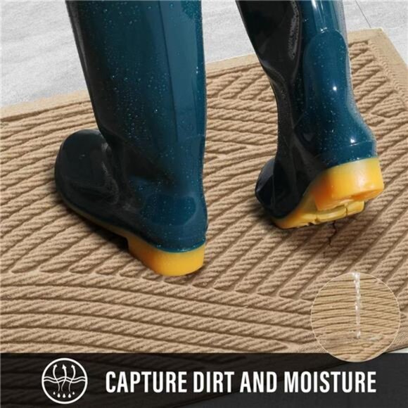 Sturdy Front Door Mat, Absorbent Muddy Dirt Resist Welcome Door Mats Outdoor - Picture 2 of 7
